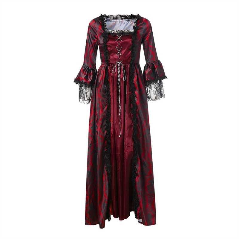 S-5XL Plus Size Court Dress Lace Stitching Large Dress Retro Medieval Renaissance Dress