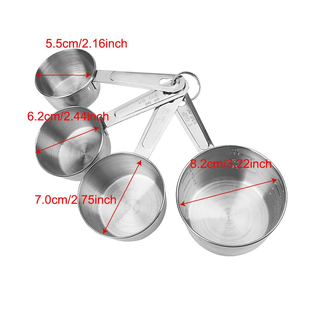 Measuring Cup Kichen Accessories with Scale Measuring Tools Stainless Steel Baking Tools for Flour Food Coffee Cooking 4Pcs/Set