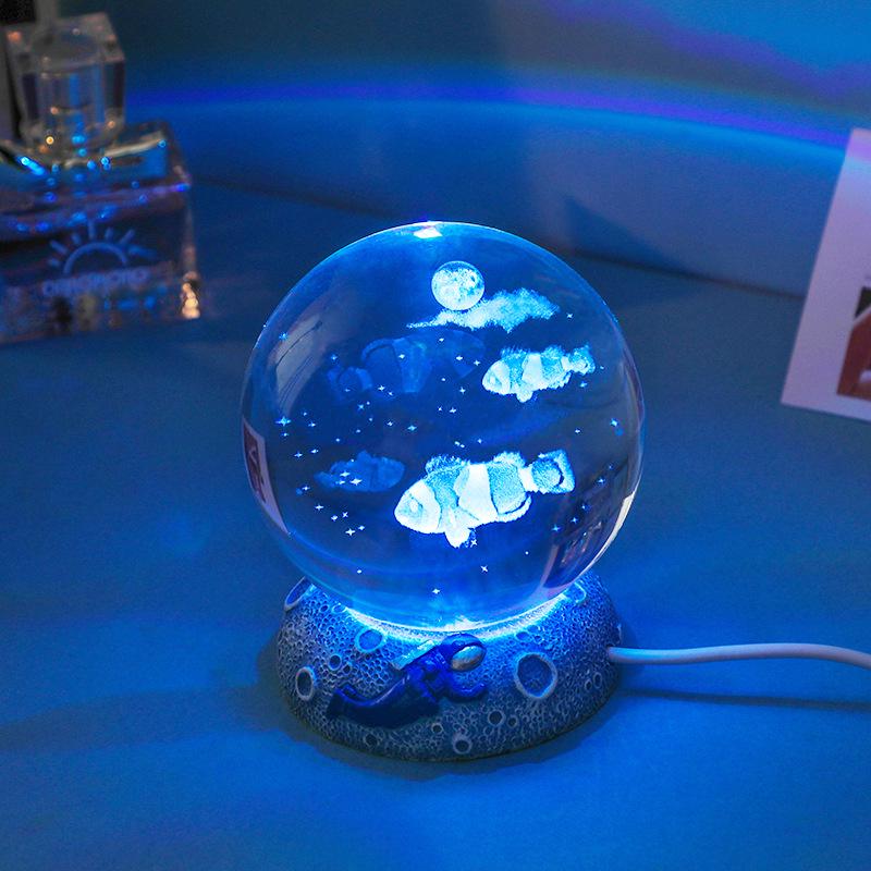 3D Crystal Ball Night Light - Creative Luminous Desktop Ornament, Perfect Gift for Boys, Students' Birthdays