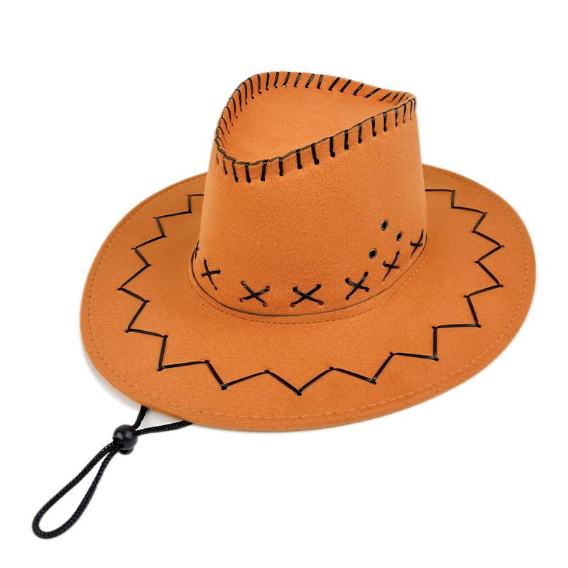 New Windproof Rope Western Cowboy Hat Men Outdoor Sun Protection Sun Protection Large Brim Knight Hat Retro Jazz Hat
