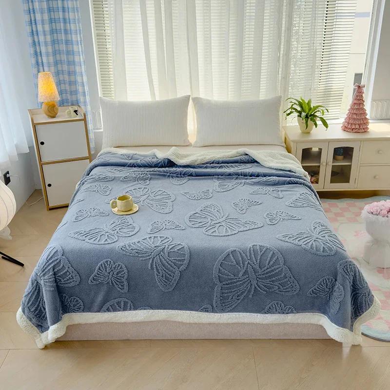 3D Butterfly Throw Blanket Super Soft Warm Fluffy Bed Blankets Lightweight Jacquard Fleece Blanket for Sofa Chair Bed Camping