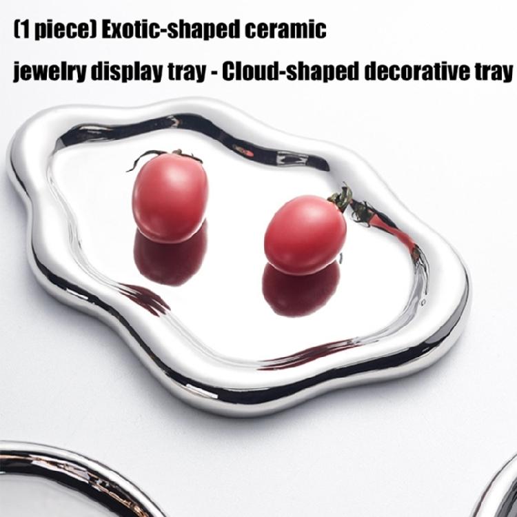 2PCS Artistic Ceramic Trays with Cloud Shape for Modern Home Enhancement and Photo Event Blending Seamlessly Anywhere