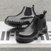 Fashion British Style Men's Street High Top Shoes Thick Soled Wear-resistant Men's Workwear Boots Versatile Black Leather Casual Shoes