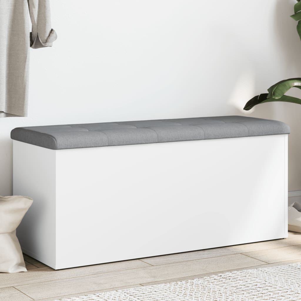 Vidaxl Banco Con Almacenamiento, Blanco, 102X42X45 Cm Material Derivado De La Madera