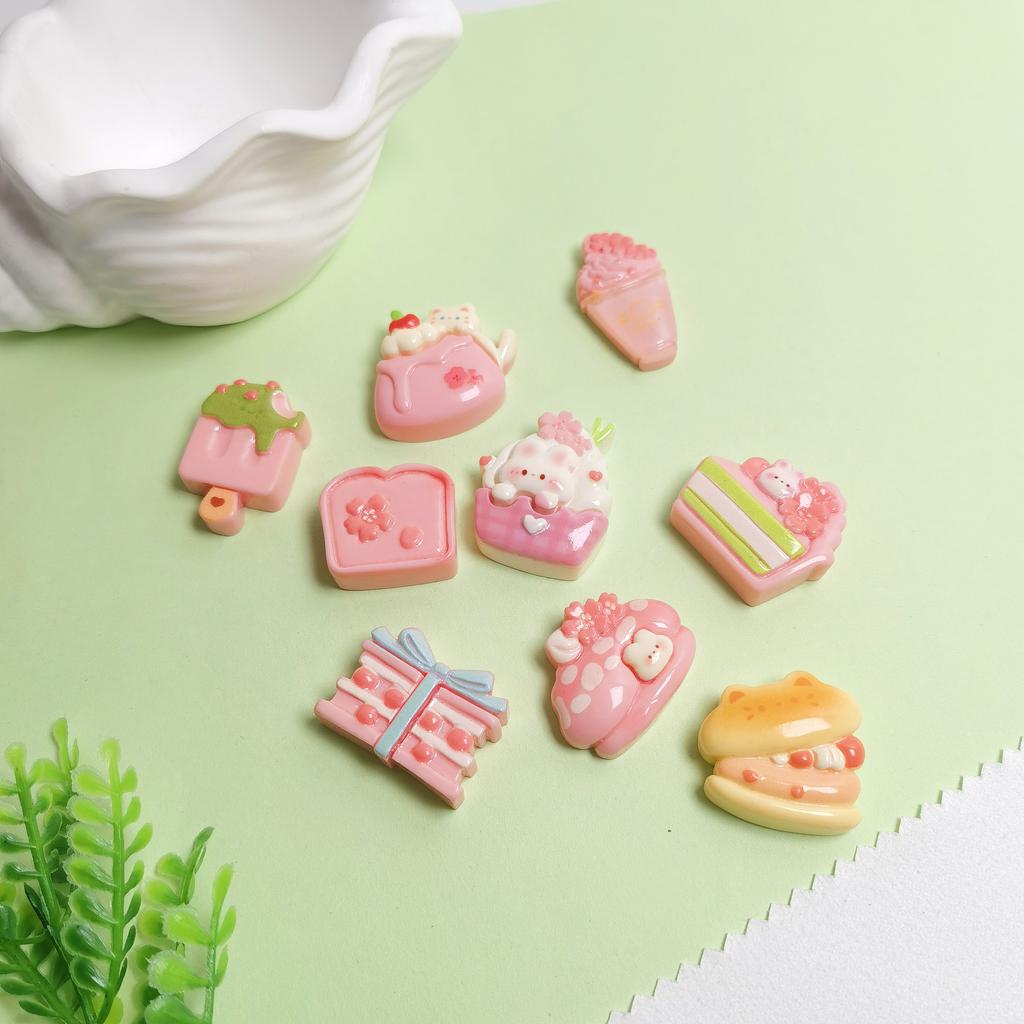 Kawaii Resin Cherry Blossom Dessert Food Play Flatback Cabochon Craft Fit Phone Case Decoration DIY Hair Accessories