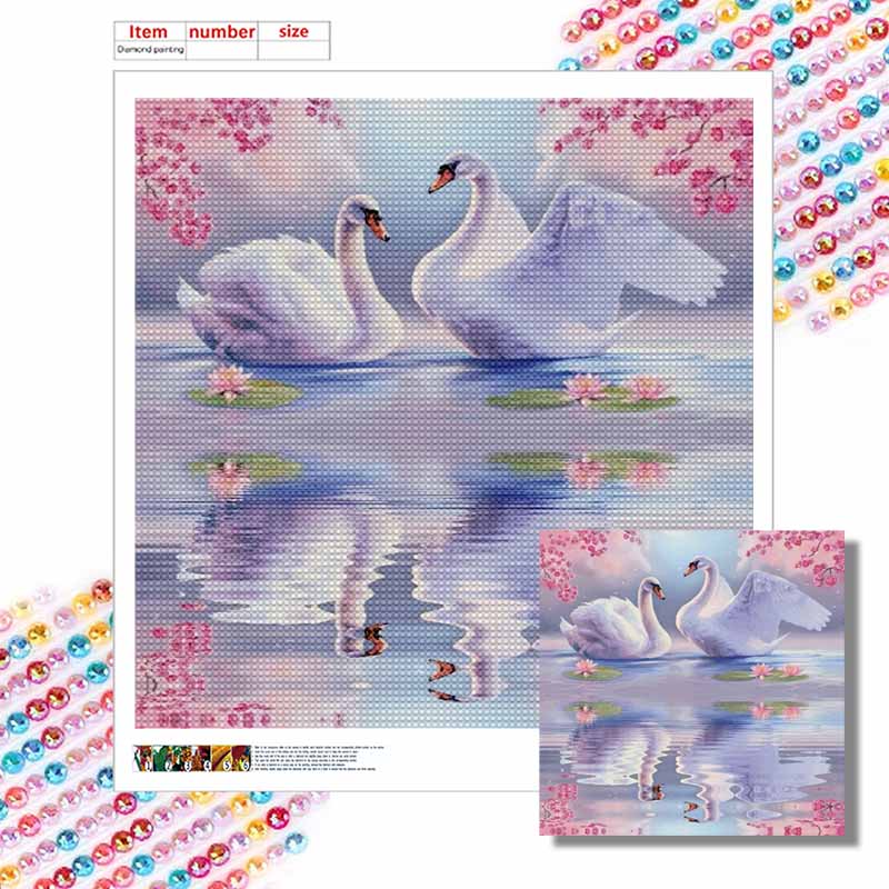 New Arrival 5D DIY Full Circle Diamond Painting "Pink Swan" Embroidery Cross Stitch Home Decor Gift