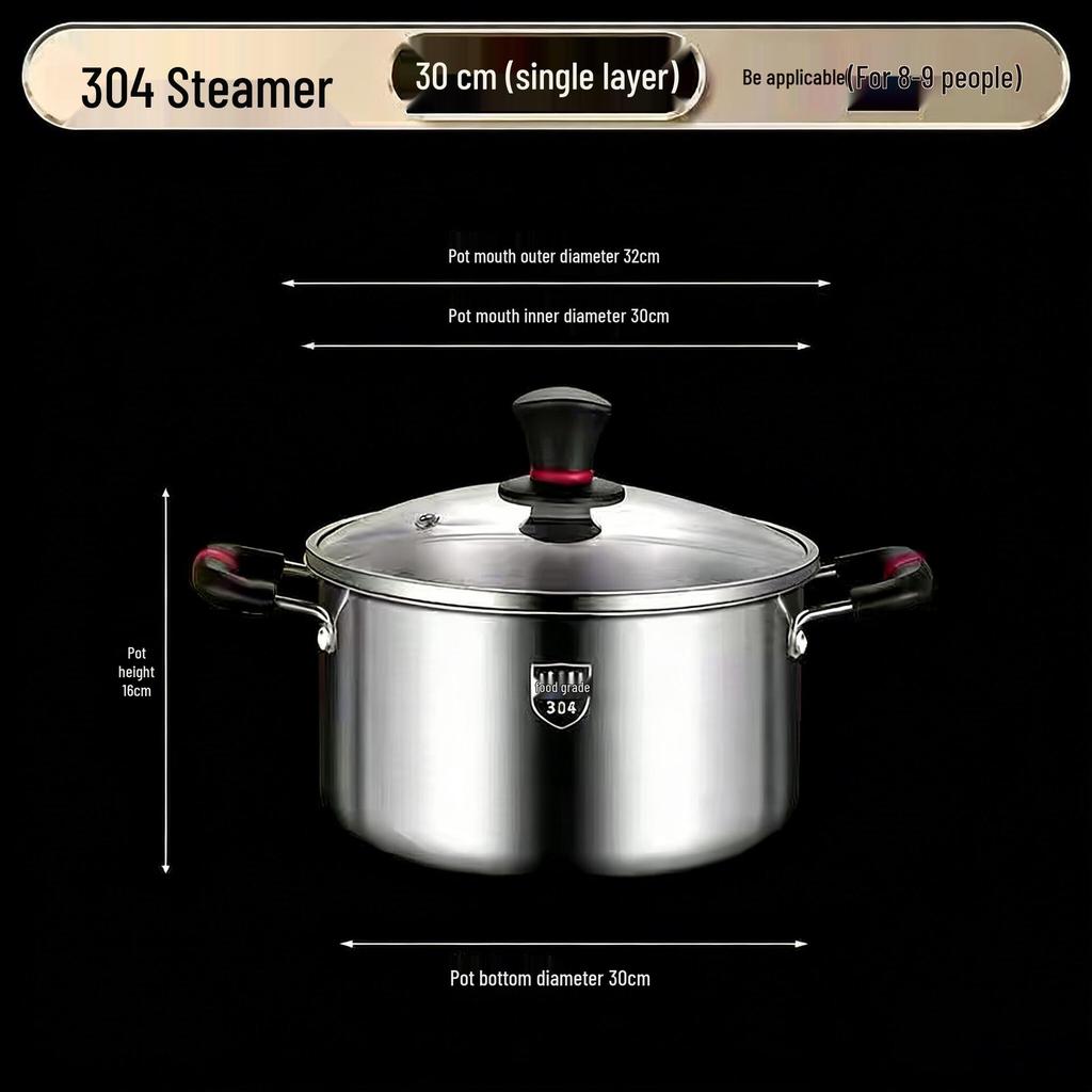 316L Stainless Steel Soup Pot with Handles - Non-Stick for Steaming, Cooking, and Stewing On Induction Cookers