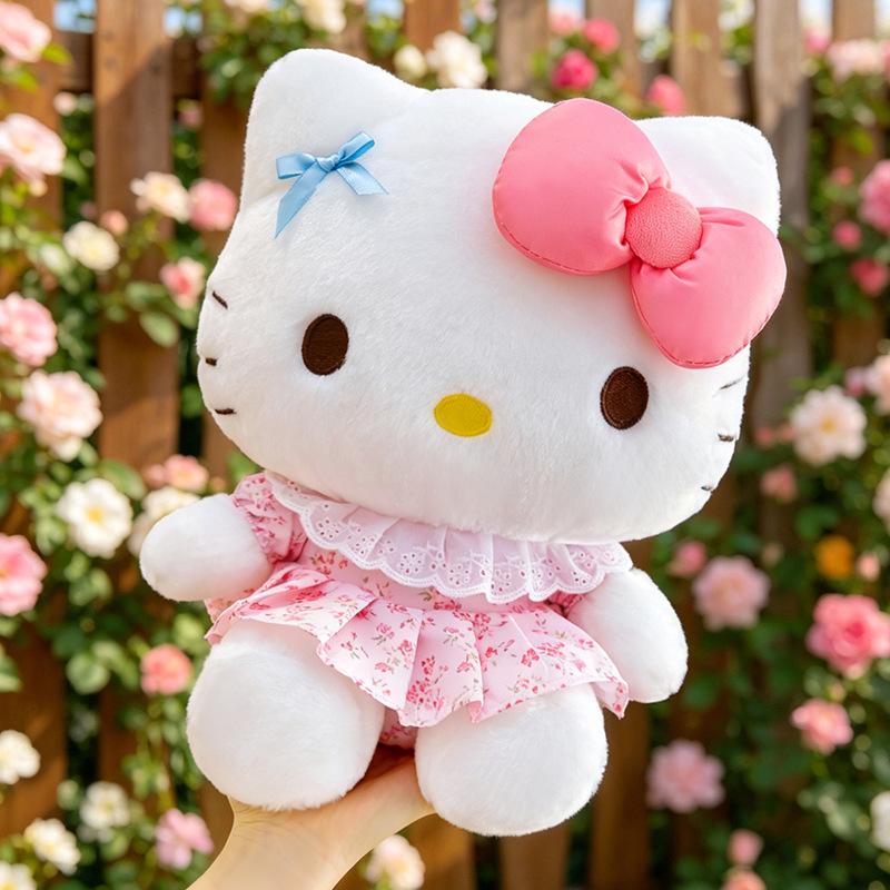 Cartoon Kitten Floral Dress Plush Toy - Cute Cat Doll & Cushion Gift