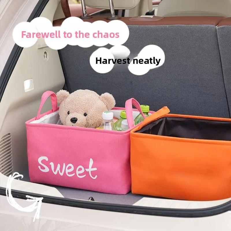 Cartoon Auto Kofferraum Aufbewahrungsbox Großes Fassungsvermögen Mehrzweck Aufbewahrungskorb mit Griff für Fahrzeugorganisation