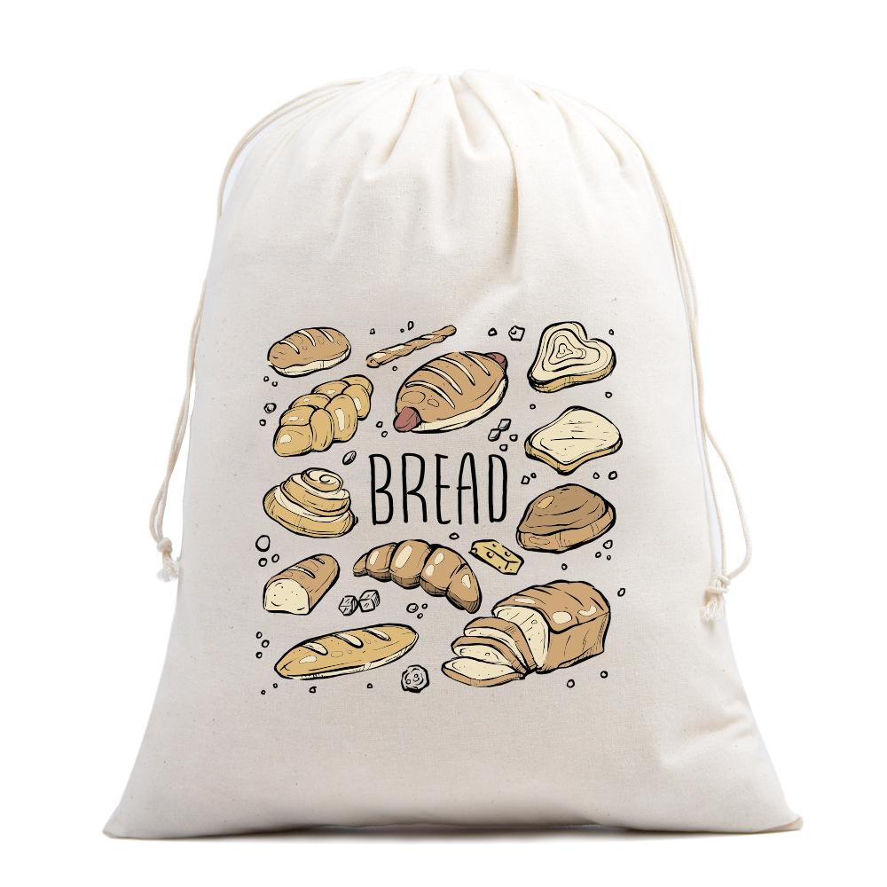 4/6/10pcs Cotton Linen Bread Storage Bag with Drawstring Closure French Bread Packaging and Storage Sack