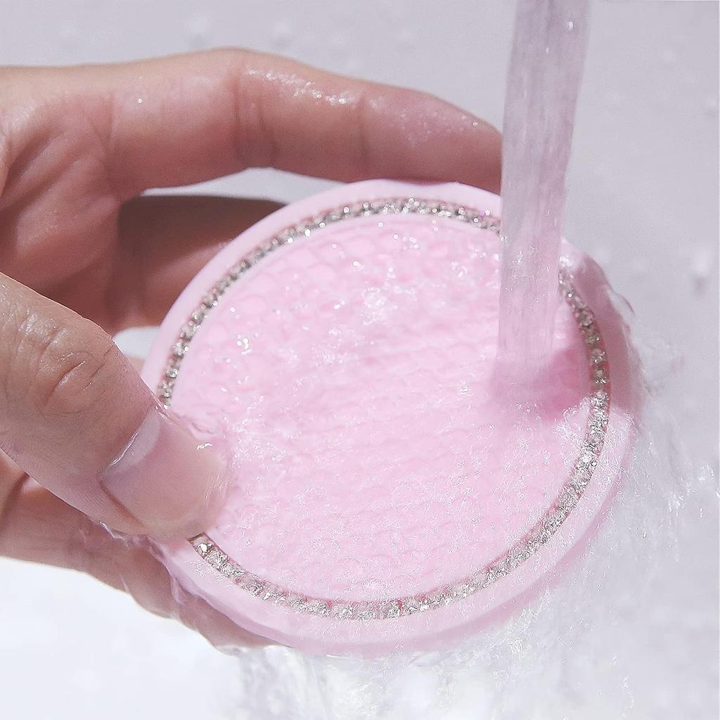 2 Pack Bling Cup Holder Ert Coasters, 2.75 Inch Soft Crystal Rhinestone Rubber Pad Set Round Auto Drink Coaster Car Interior Accessories (Pink)