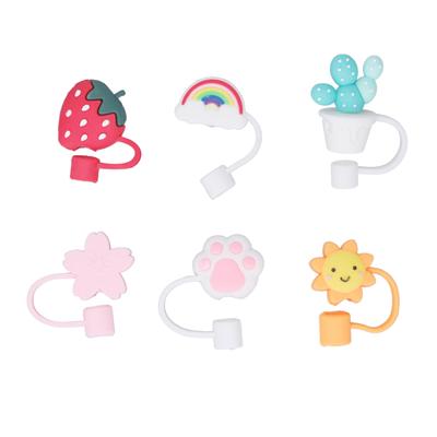 6 PCS Silicone Straw Plug Dustproof Sealed Reusable Silicone Drinking Straw Cap for Party