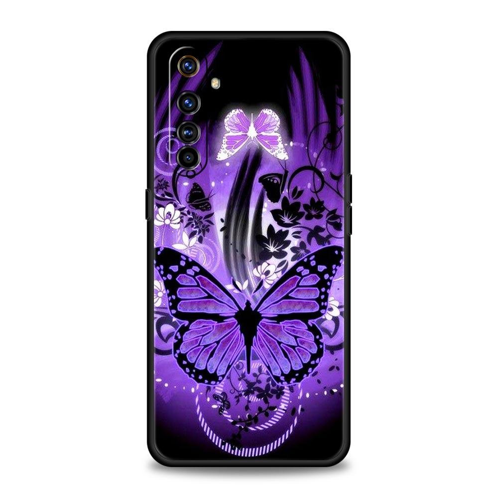 Art Purple Butterfly Soft TPU For Realme 13 12 11 10 9 Pro Plus GT3 GT2 C21 C25 C35 C53 C55 C67 Pro 5G Phone Case Cover Fundas