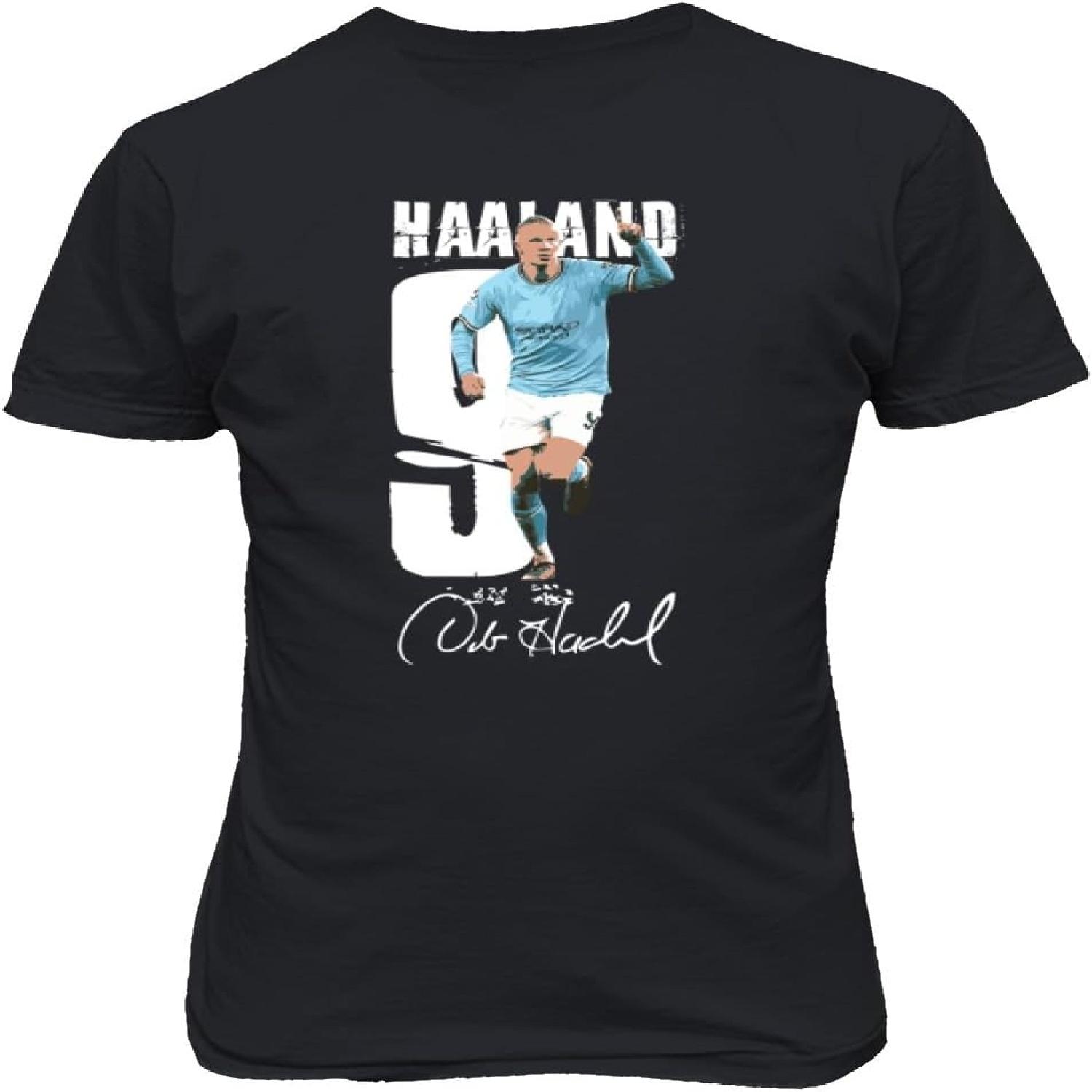 

Haaland #9 Manchester Soccer Star Player Football Unisex T-Shirt (Black, 4X-Large) XXXXXL різнокольоровий