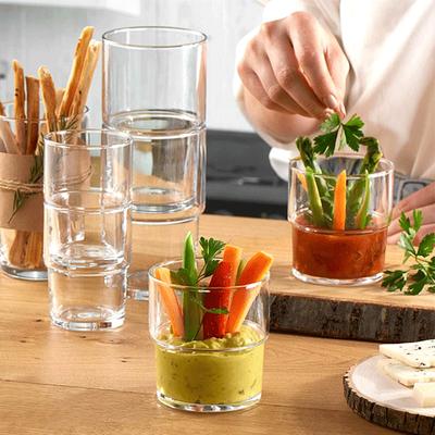 Trinkgläser, Klare Wassergläser Set mit 6, Stapelbare Trinkgläser Tassen Glaswaren für Milch, Saft, Mojito, Bier, Spülmaschinenfest