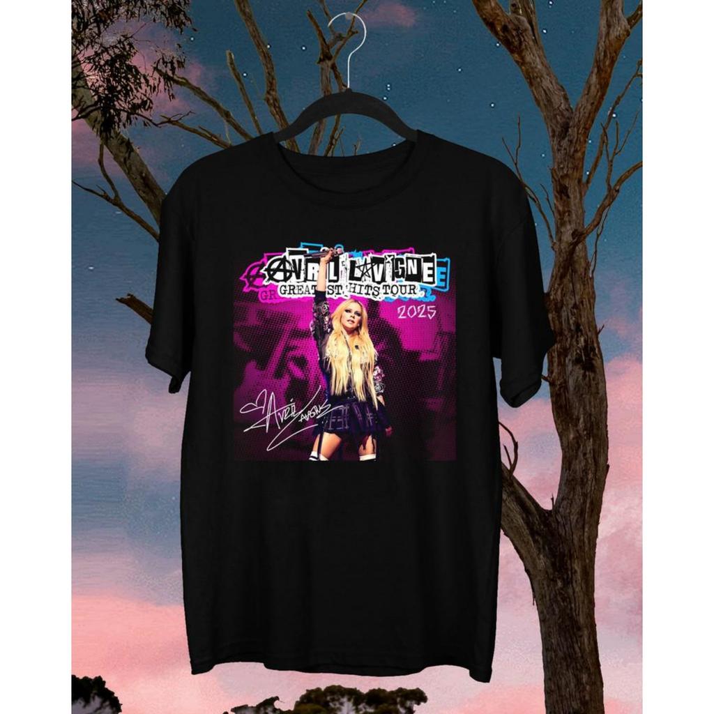 NEW Avril Lavigne Signed Greatest Hits Tour 2025 Black All Size Tee Shirt Unisex T-Shirt