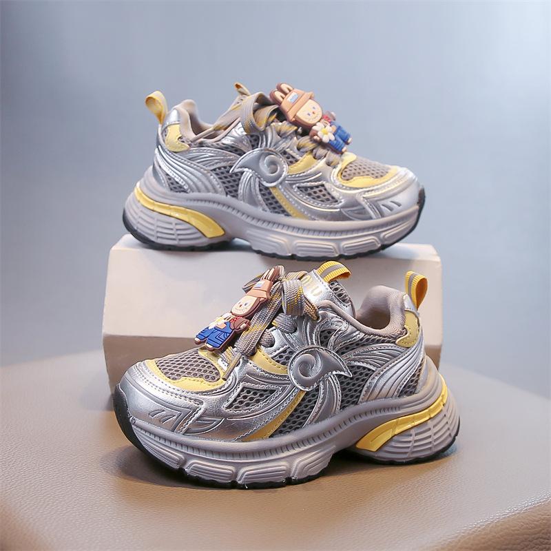 

Children s Shoes Autumn Girls Versatile Cartoon Mesh Dad Shoes Boys Comfortable Soft-soled Sports Shoes 37 жовтий