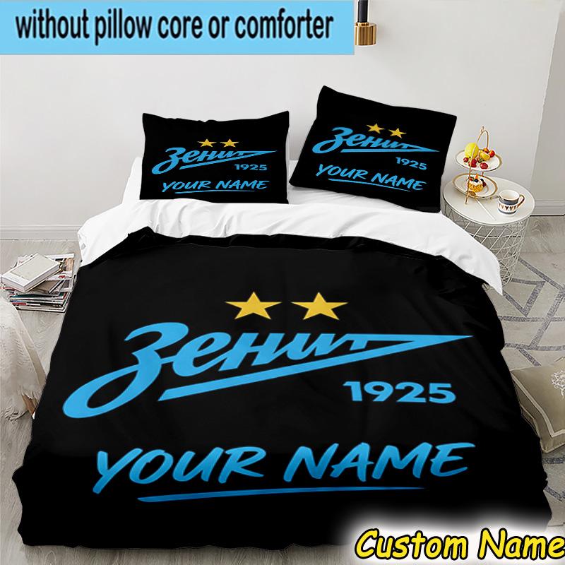 Custom Name Zenit Football Bedding Set 3PCS Duvet Cover Closure Includes 1 Duvet Cover & 2 Pillowcases for All Seasons Bedroom Decor