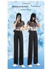 Ice Silk Black Wide-Leg High-Waist Women's Spring/Summer Pants - Slim, Loose, Casual Straight Trousers.