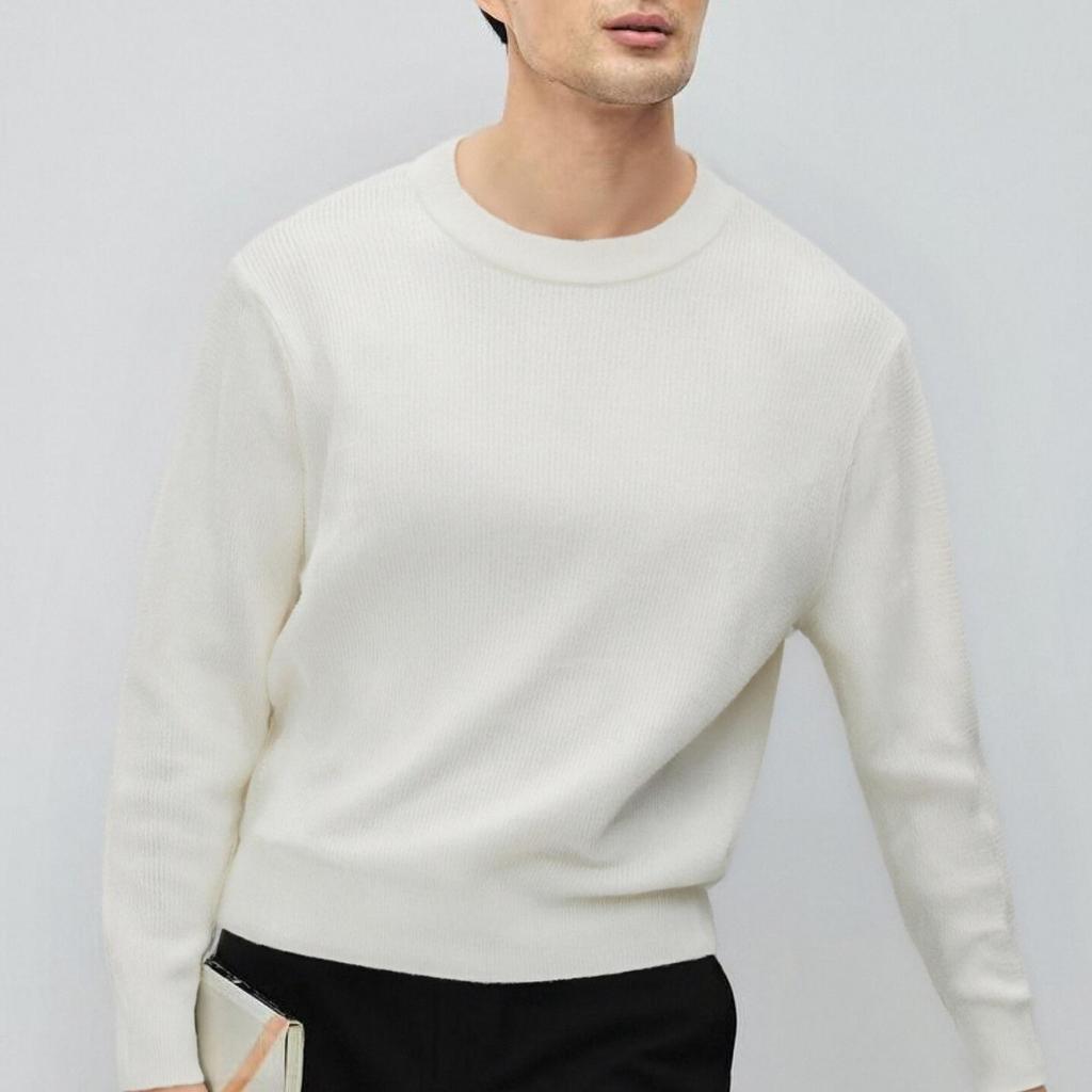 Old Money Style Men's Round Neck Long Sleeve Knit Sweater - Autumn/Winter Casual High-End Feel