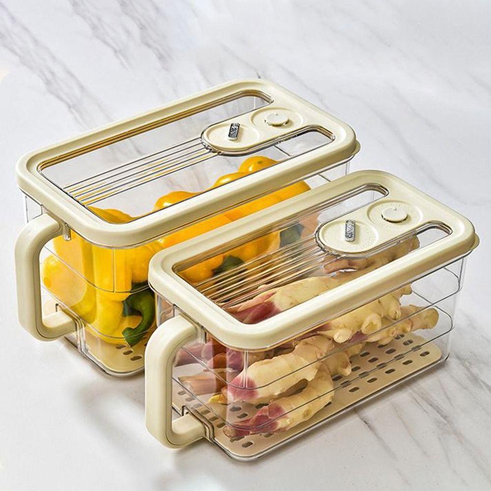 Kunststoff-Kühlschrank-Aufbewahrungsbox, große Kapazität, versiegelbar, Obst- und Gemüse-Crisper mit Deckel, stapelbarer Gemüse-Aufbewahrungs-Organizer