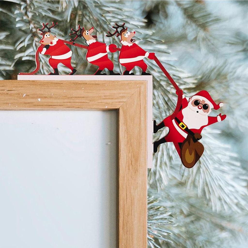 Wooden Door Frame Ornament Christmas Door Corner Frame Decoration Santa Claus Door Sign Decor For Xmas Home Party Props