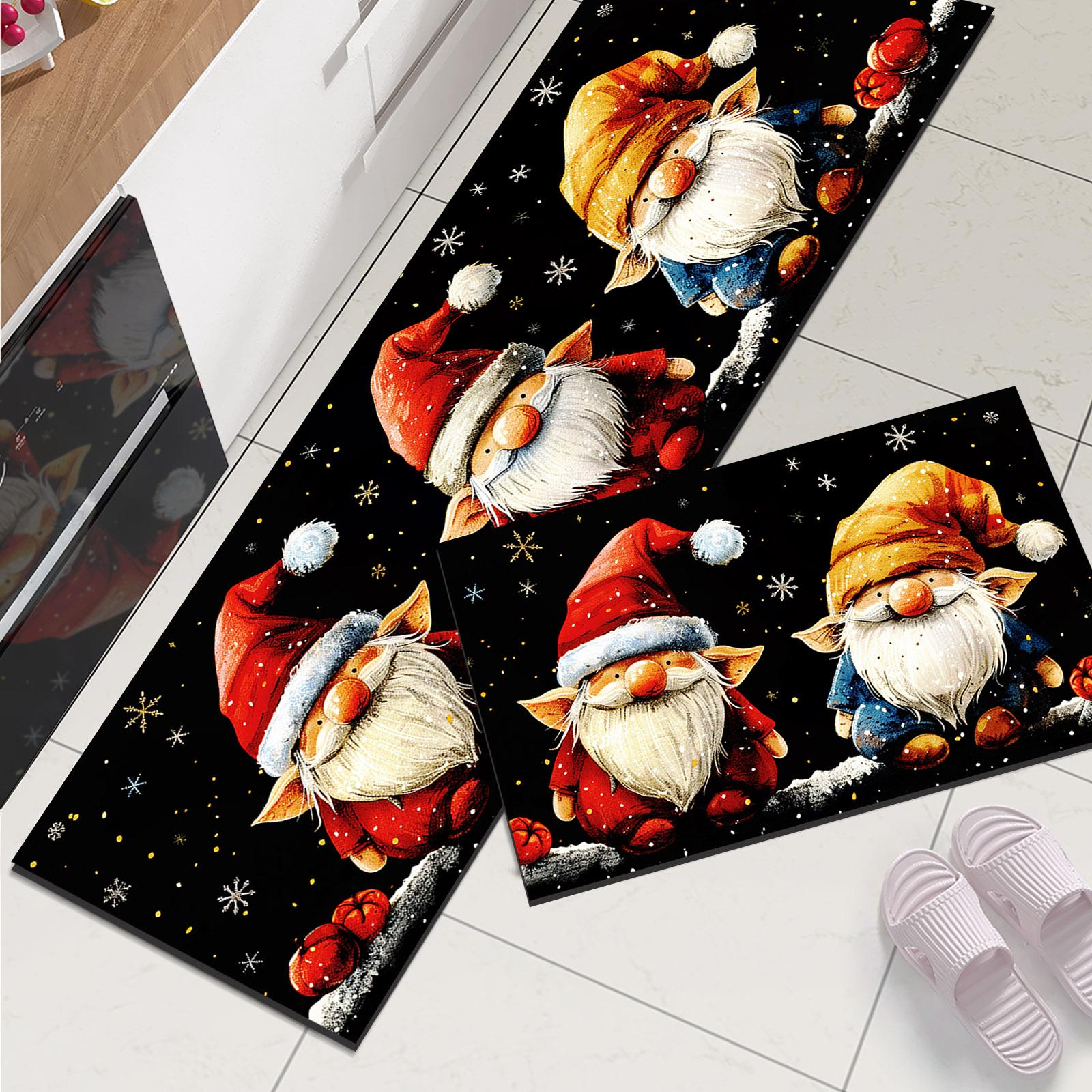 

Рождественский Санта Клаус Кухонный коврик Водонепроницаемые коврики для ног Нескользящие коврики для ванной Комнатный ковер Ковер для гостиной Впитывающий коврик Придверный коврик 55CMx80CM