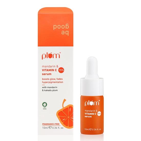 Plum 15% Vitamin C Face Serum with Mandarin | For Glowing Skin | Fragrance-Free | Suits All Skin Types | 3ml Mini