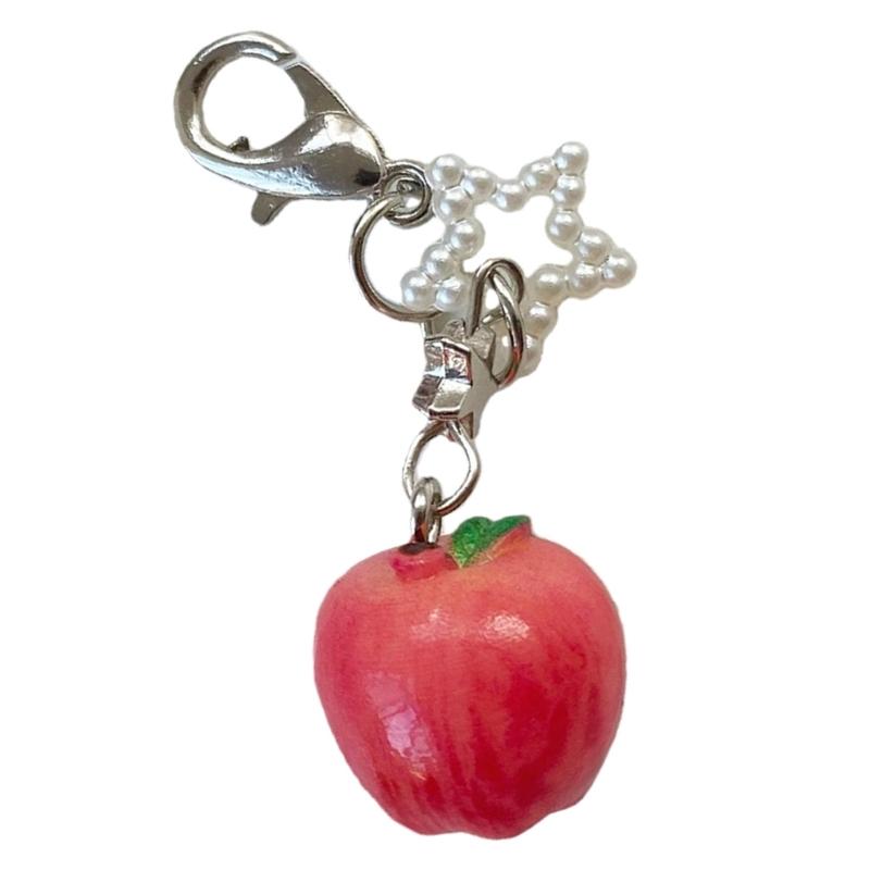 

Sweet Little Fruit Shaped Keychain With Unique Star Embellishment Unique Key Rings Accessory For Everyday Joy