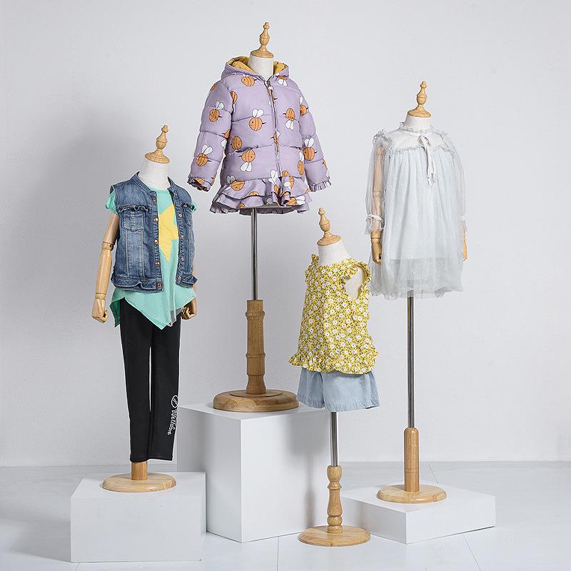 Child Mannequin Display Stand: Solid Wood & Fabric for Toddler Clothing