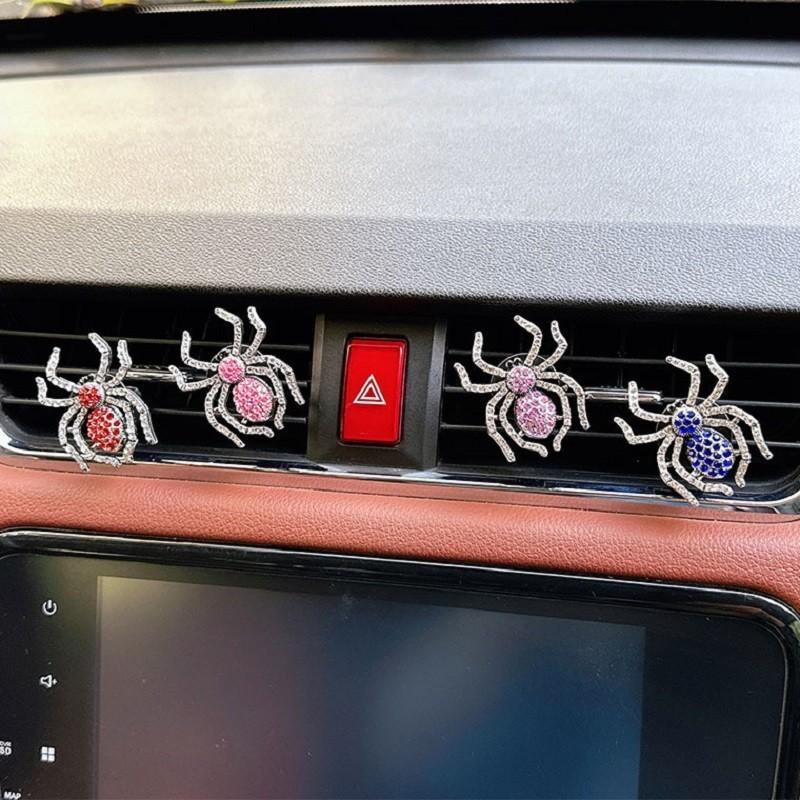 Sparkling Spider Car Perfume Clip Metal Material Various Colors Air Vent Mount Decorative Fragrance
