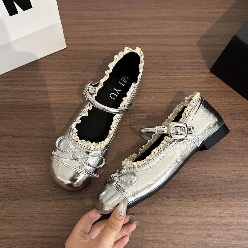 

Women s Flats Mary Jane Shoes Round Toe Shallow Women s Ballet Style Casual Shoes Soft Leather Silvery Nude Shoes Zapatos Mujer 35 серебряный
