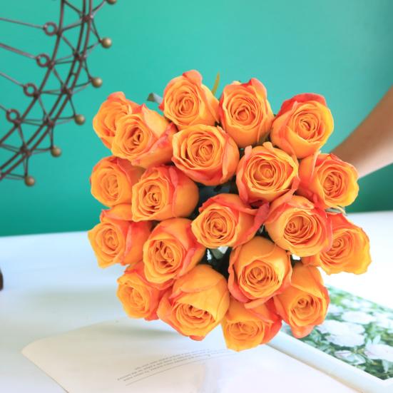 Simulation Flower Vibrant Color Thicker Petals Non-Withering Realistic Looking Bent Freely Decorative Fine Texture Single Branch Artificial Rose