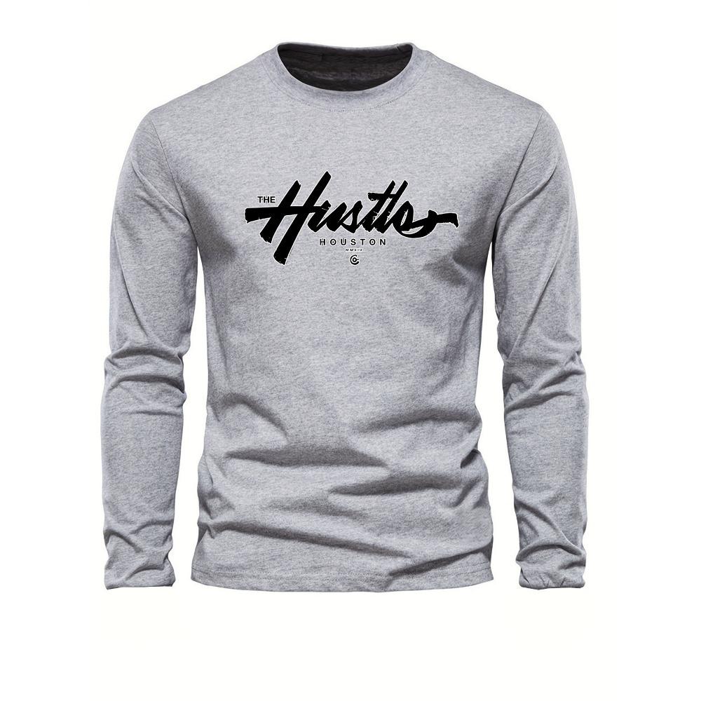 

Men s Spring and Autumn Comfortable Casual Houston Letter Pattern Printed Round Neck Long Sleeve T-shirt Top S