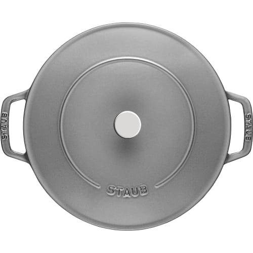 Staub Braiser Saut? Pan, Gray, 24cm, Double-Handled, Cast Iron Enamel, Shallow, Sukiyaki, Induction Compatible [Official Japanese Product] Braiser 405