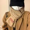 Solid color knitted scarf women's winter wool blended soft waxy scarf men's warm couple style students give gifts