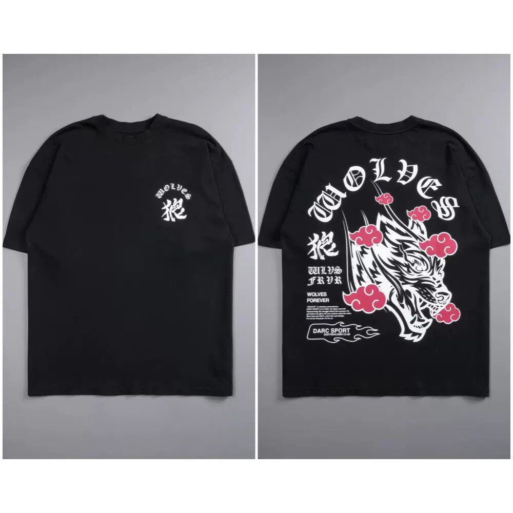 New DARCSPORT Wolf Head Bushido Short Sleeve Men's and Women's Oversized Yk2 American Sports and Leisure Loose Printed Cotton T-shirt