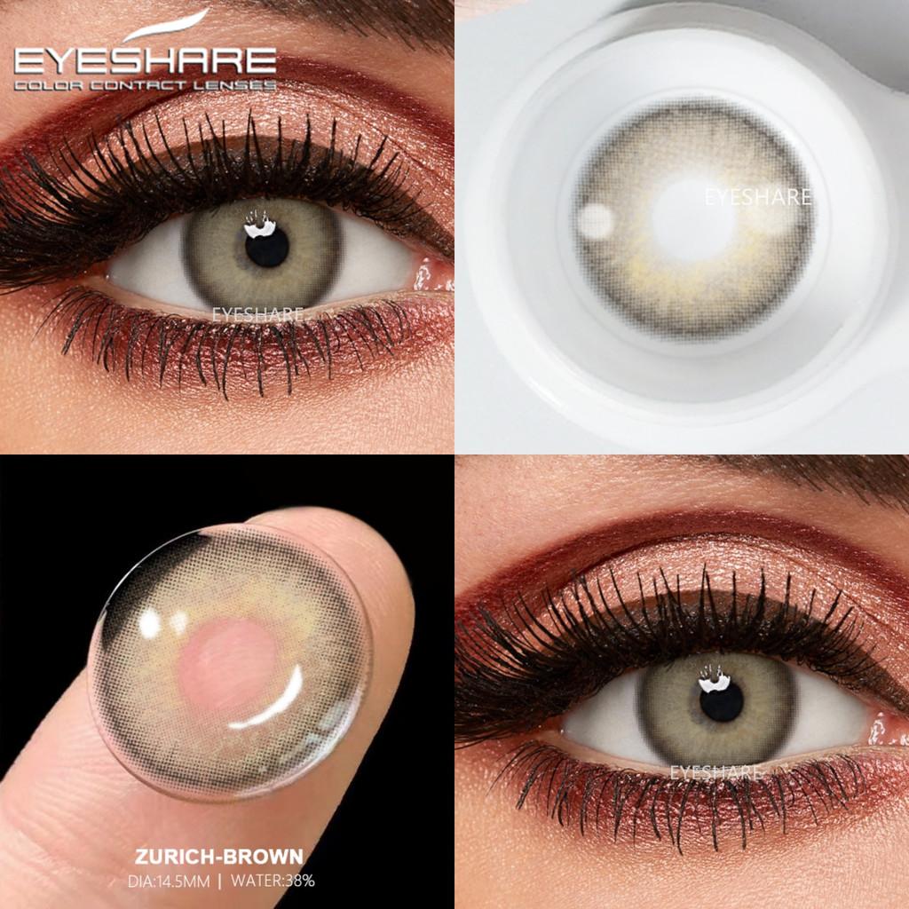 Eyeshare 2 buc = 1 pereche Lentile de contact colorate pentru ochi Ochi albaștri Lentilă de culoare Lentilă roșie Lentilă naturală anuală 14,2 mm