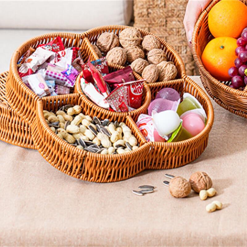 Woven Rattan-Look Divided Petal Storage Basket