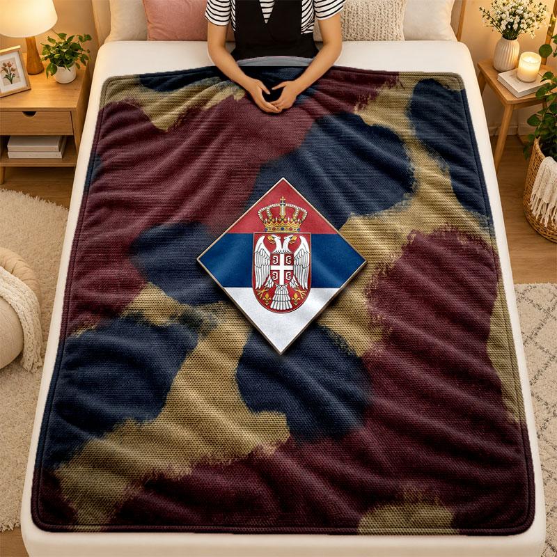 Flannel BlanketSerbia Warm Soft Throw Blanket for Indoor Sofa Bed Living Room Use