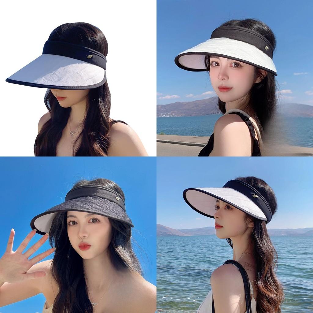 Summer Wide Brim Sun Hat For Women Folded Design Uv Protection Lightweight Polyester Fashion