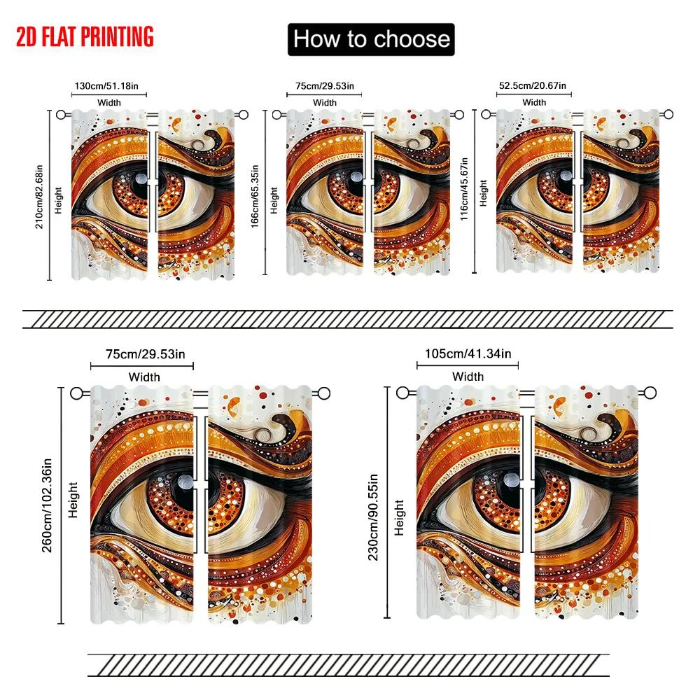 2pcs   Plane Printing Curtains Abstract Eye Polyester Easy Install (without Rod) Home Decor Ldeal for Bedroom Living Room
