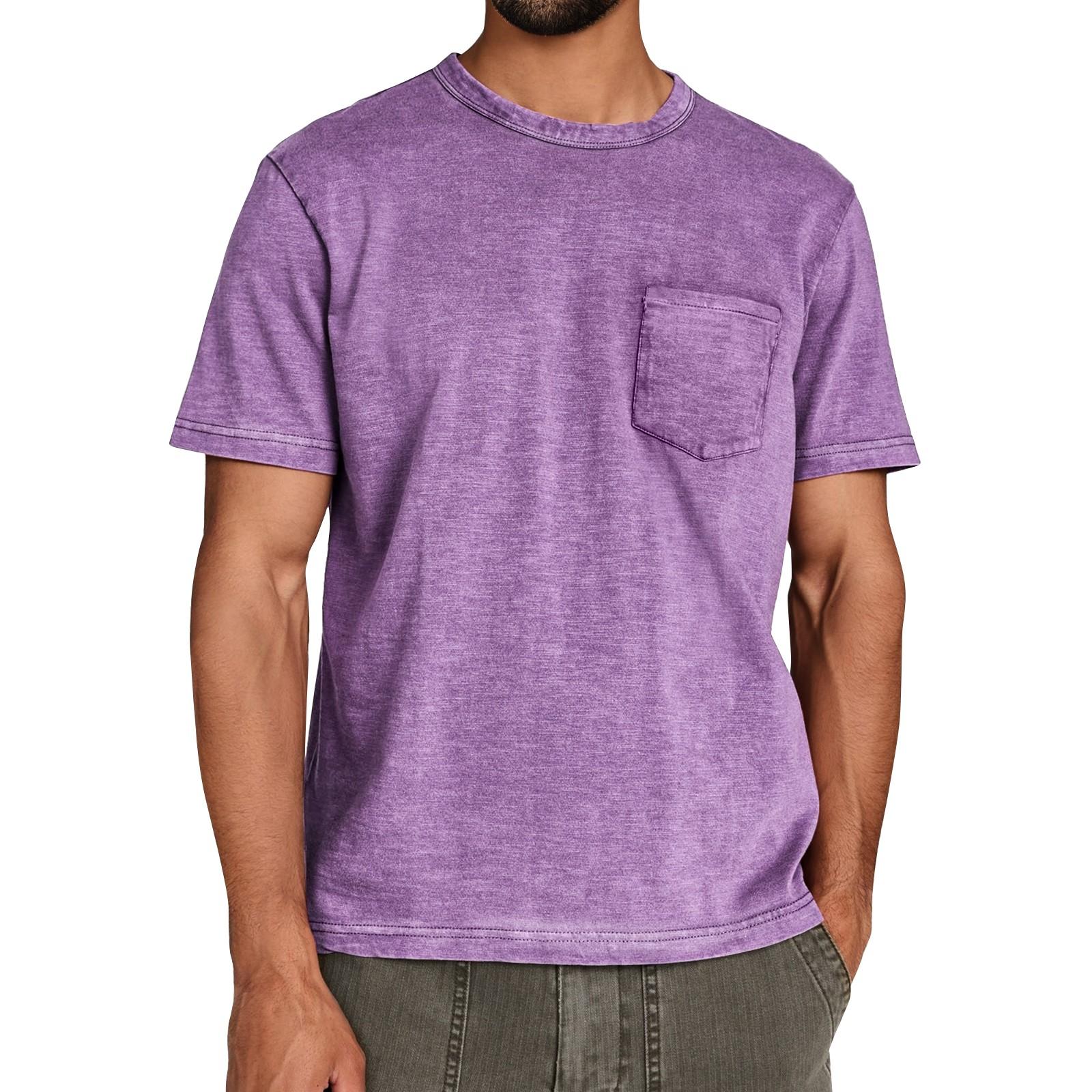 

Men s Summer Solid Color Round Neck Loose Short Sleeve Top Men s Casual Fashion Short Sleeve Tops L фіолетовий