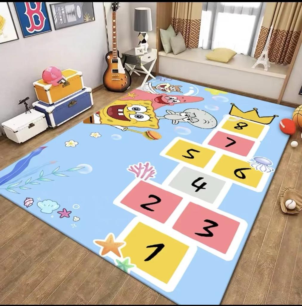 Cartoon Hopscotch Carpet Non-Slip Children's Room Study Table and Chair Mat Kindergarten Play Floor Mat Home Decoration