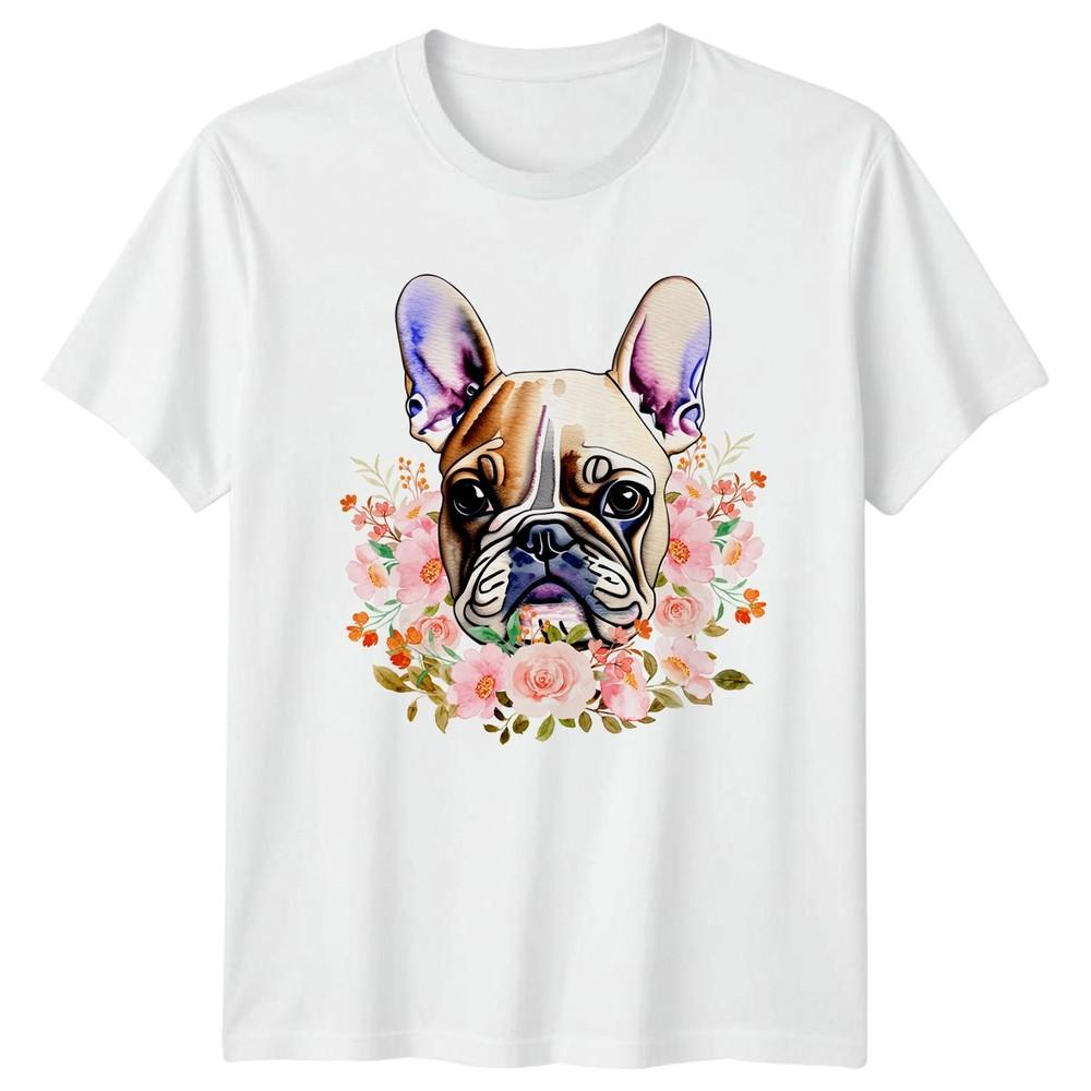 French Bulldog Floral Dogs Animals Unisexs TShirt Unisexs Tee Graphic Unisex Top S