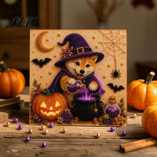Therapeutic Art for Beginners Halloween Faux Pearl Painting Kit, Puppy Ghost 3D Craft Unique Handmade Gift Idea Adults Beginners, Home Wall Decor, DIY