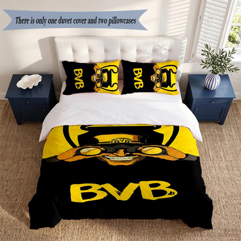 BVB 3‑Piece Bedding Set Soft Microfiber Duvet Cover Pillowcases Comfortable Bed Linen for Bedroom Decoration