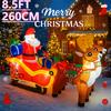 8.5FT LED Inflatable Xmas Yard Decor Santa Sleigh with Reindeer Christma Home Decoration Supplie Ornament Gift Toy Holiday Decor