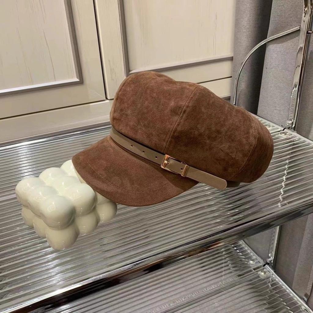Good Version Korean Version Temperament Octagonal Hat Women's Simple Temperament Suede Newsboy Hat Fashionable Versatile Face Small Face Covering Hat