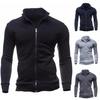 Men Coat Solid Color Slim Streetwear Zipper Ribbed Bottom Sweatshirt for Daily Wear